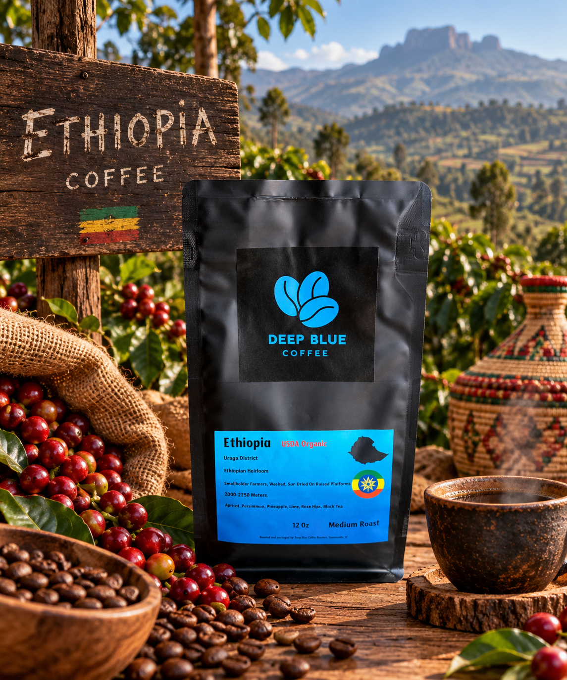 Ethiopia USDA Organic Coffee Light Roast (12 oz)