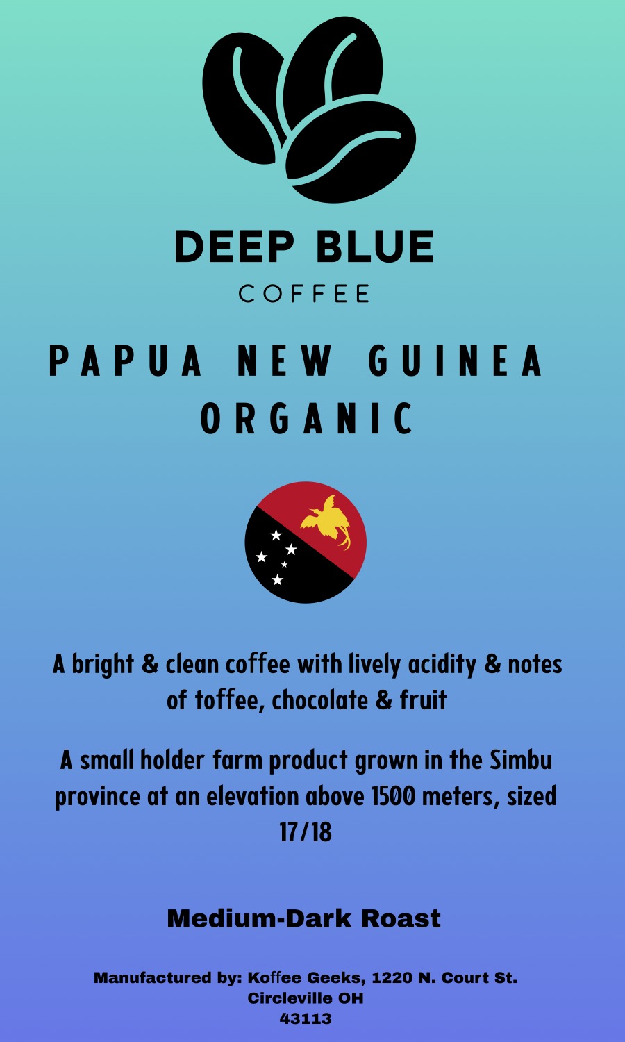 Papua New Guinea Organic Coffee                                          (12 oz)