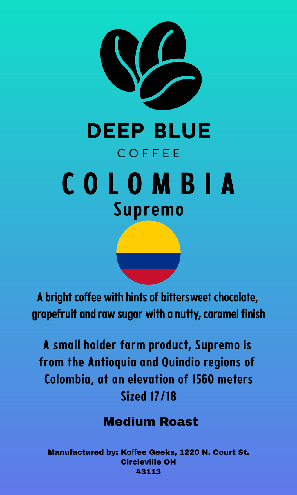 Colombia Supremo Coffee (12oz.)