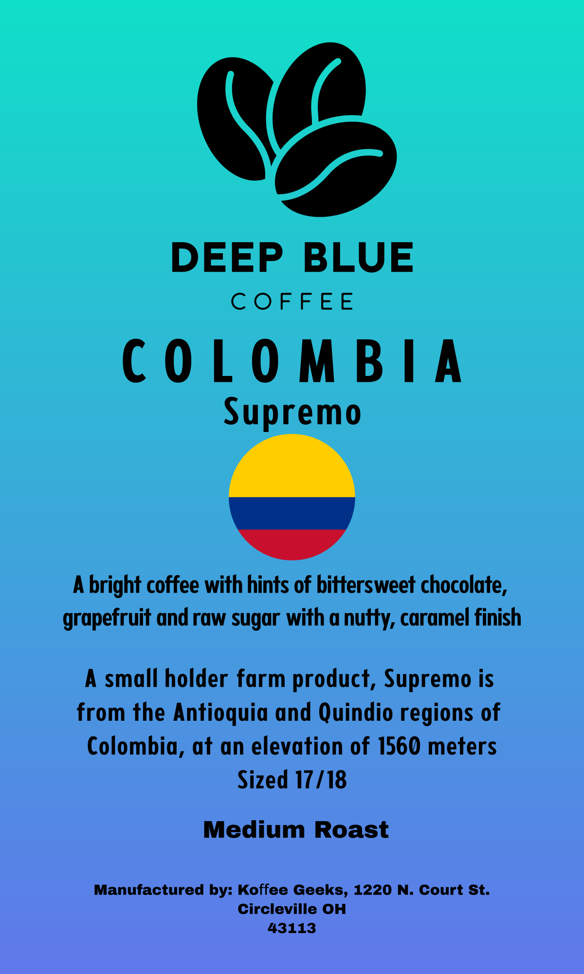 Colombia Supremo Coffee (12oz.)