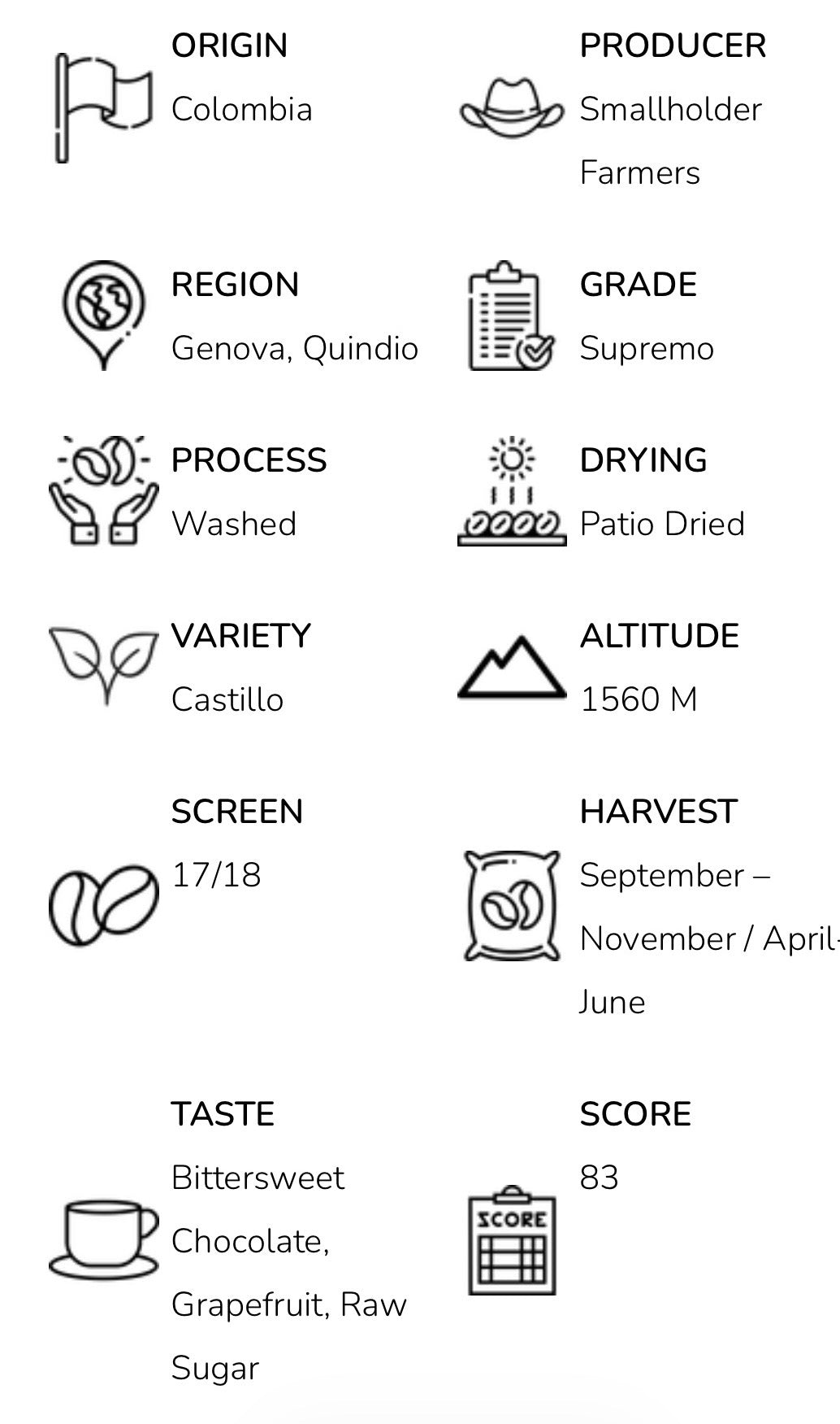 Colombia Supremo Coffee (12oz.)