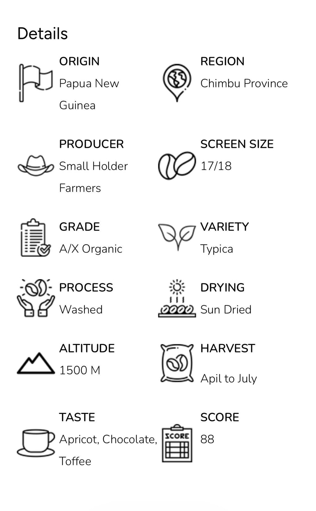 Papua New Guinea Organic Coffee                                          (12 oz)